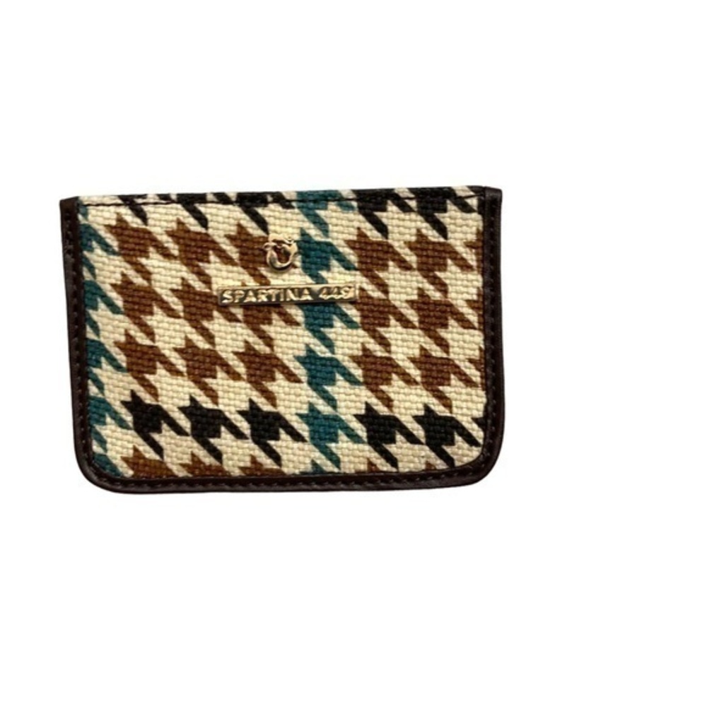 Spartina 449 herringbone green brown card holder